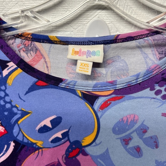 LuLaRoe x Disney mickey mouse Minnie Irma top purple multicolor sz XXS - Picture 4 of 6